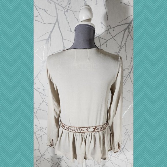 Beautiful Stories Ivory Boho Embroidered Peplum Blouse - Picture 4 of 5